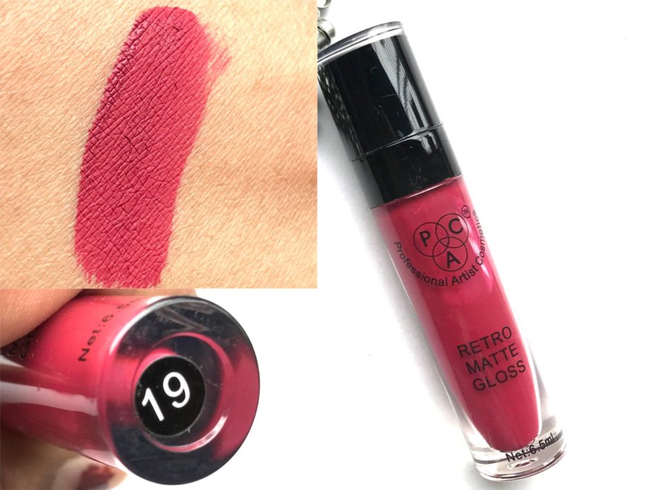 PAC Retro Matte Gloss Shade 19 Review, Swatches Skin
