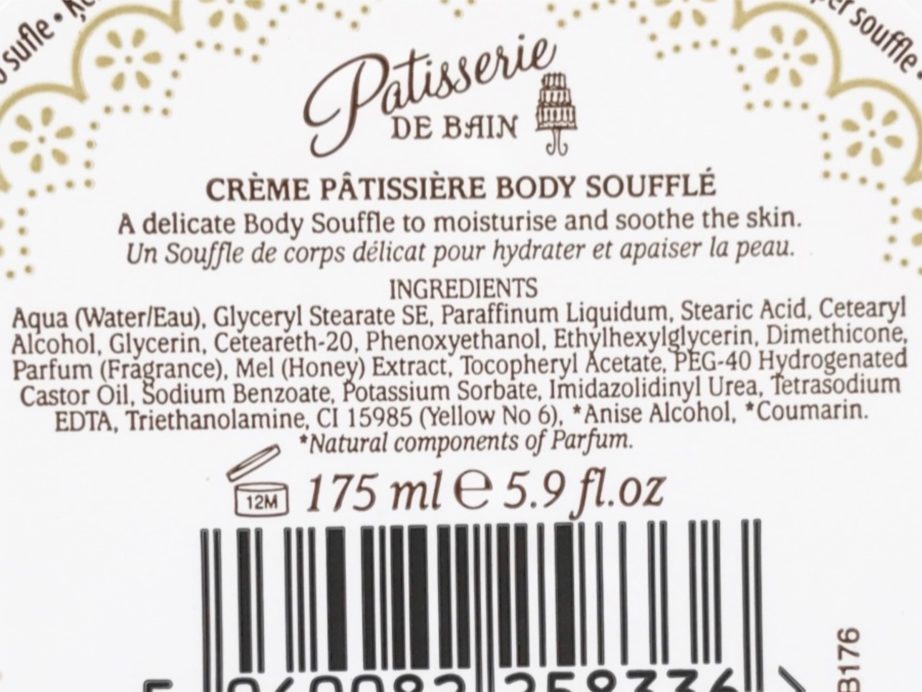 Patisserie de Bain Body Souffle Crème Patissiere Review Ingredients