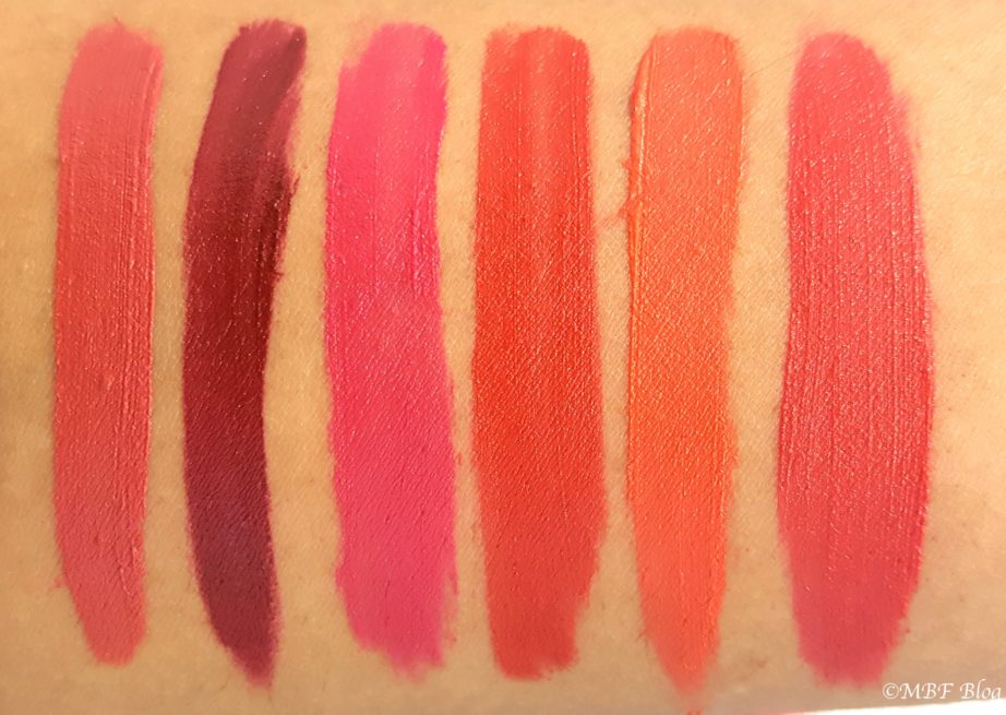 All BeYu Cashmere Lip Color Matte Liquid Lipsticks Shades Review, Swatches 92 Smooth Marsala 25 Berry Affair 56 Red Vibrations 19 Scarlet Red Lobster red 48 magic magenta