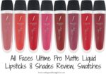 All Faces Ultime Pro Matte Liquid Lipsticks 8 Shades Review, Swatches