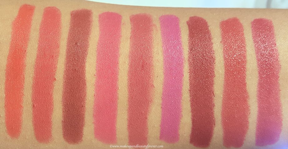 All Maybelline Color Show Intense Crayons 10 Shades Review, Swatches Orange Coral Chocolate Fuchsia Mauve Violet Burgundy Maroon Plum