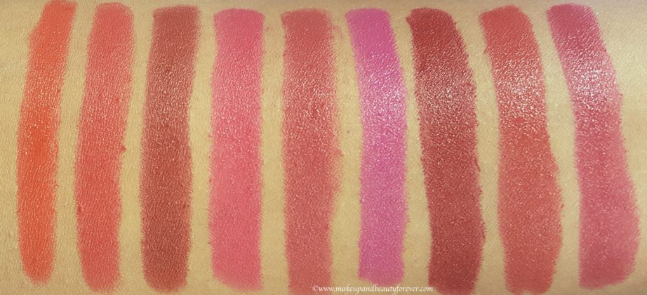 All Maybelline Color Show Intense Crayons 10 Shades Review, Swatches Orange Coral Chocolate Fuchsia Mauve Violet Burgundy Maroon Plum Red MBF