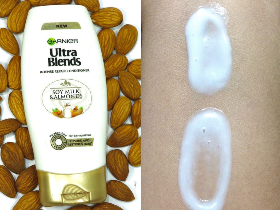 Garnier Ultra Blends Soy Milk Almonds Conditioner Review Swatches