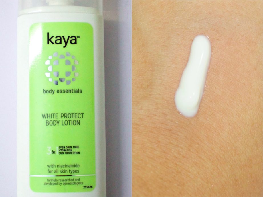 Kaya White Protect Body Lotion Review swatches