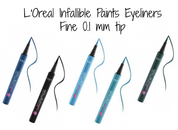 All L'Oreal Infallible Paints Eyeliners 6 Shades Electric Blue Wild Green Black Party Vivid Aqua Intrepid Teal