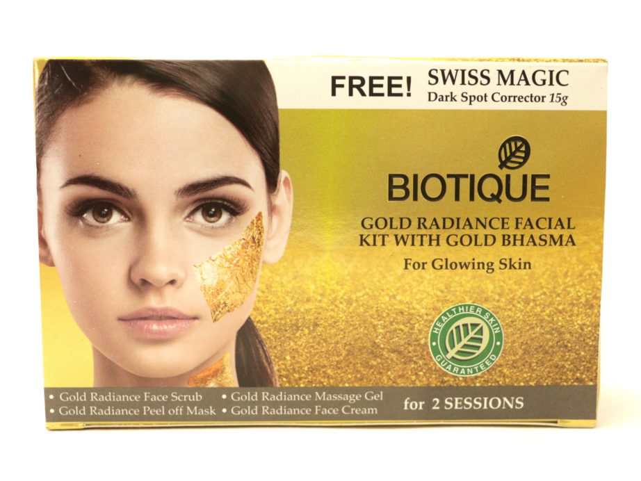 Biotique Gold Radiance Facial Kit with Gold Bhasma Review, Swatches