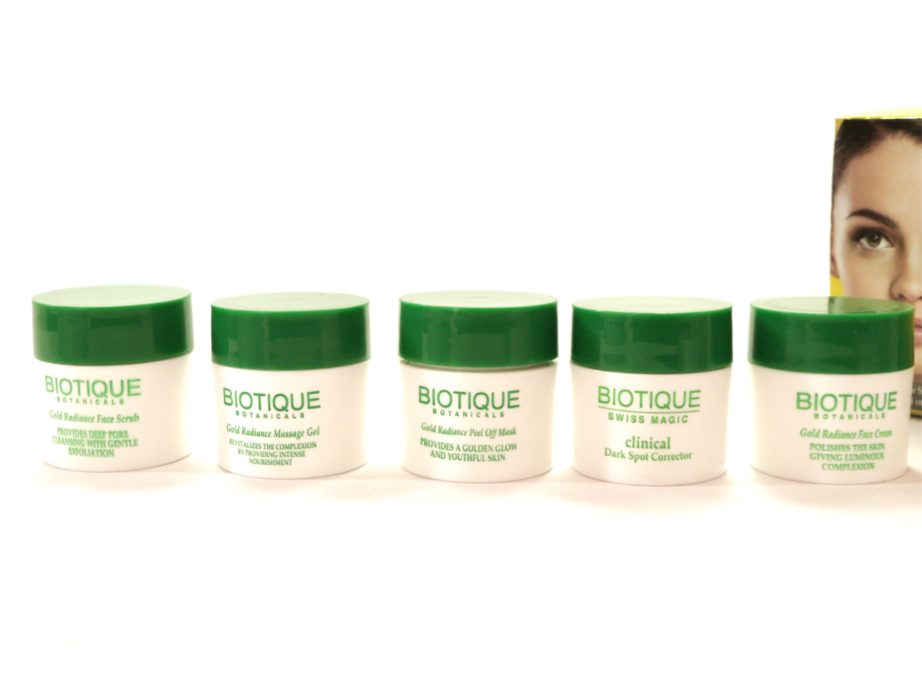 Biotique Gold Radiance Facial Kit with Gold Bhasma Review, Swatches MBF Blog