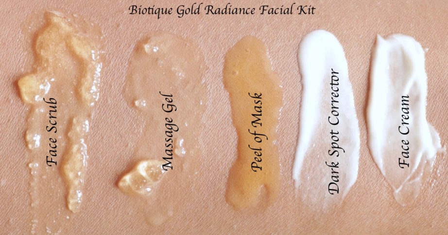 Biotique Gold Radiance Facial Kit with Gold Bhasma Review, Swatches on MBF