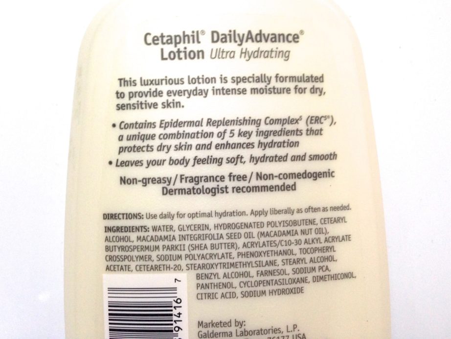 Cetaphil DailyAdvance Ultra Hydrating Lotion Review Details