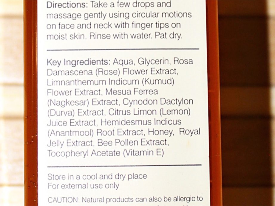 Forest Essentials Delicate Facial Cleanser Mashobra Honey, Lemon & Rosewater Review Ingredients