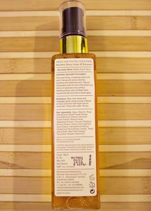 Forest Essentials Delicate Facial Cleanser Mashobra Honey, Lemon & Rosewater Review details