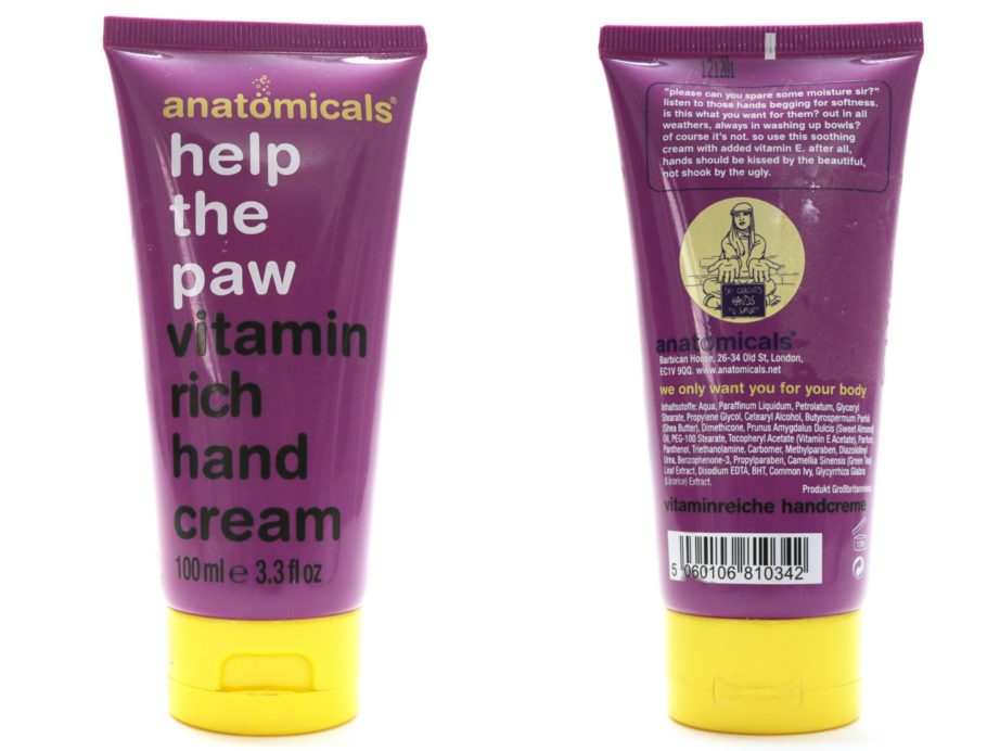 Anatomicals Help the Paw Vitamin Rich Hand Cream Review MBF Blog