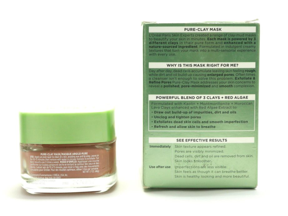 L'Oreal Exfoliate & Refine Pores Clay Mask Review, Swatches details