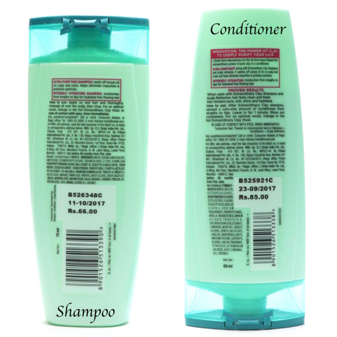 L'Oreal Extraordinary Clay Shampoo and Conditioner Review, Swatches Details