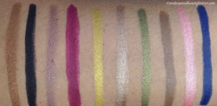 L'Oreal Le Stylo Smoky EyeShadows all Shades Swatches Delicate Wood Royal Graphite Taupe Lady Smoked Red Le Grand Or Antique Brass Glamour Khaki Mocha Coffee Almond Pink Aurora Sky