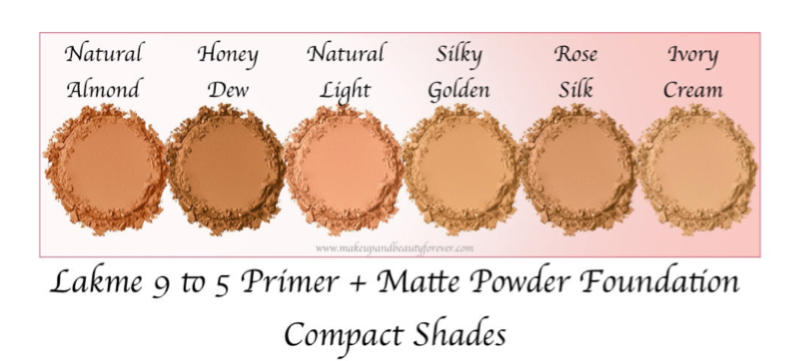 Lakme 9 to 5 Primer + Matte Powder Foundation Compact Review, Shades, Swatches All Shades