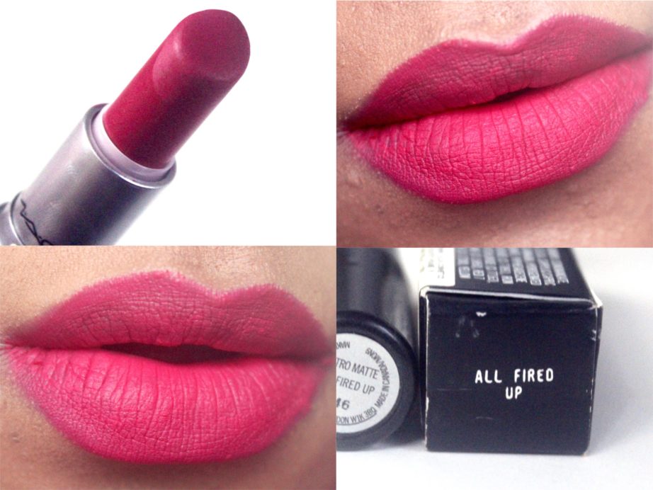 MAC All Fired Up Retro Matte Lipstick Review, Swatches MBF Blog