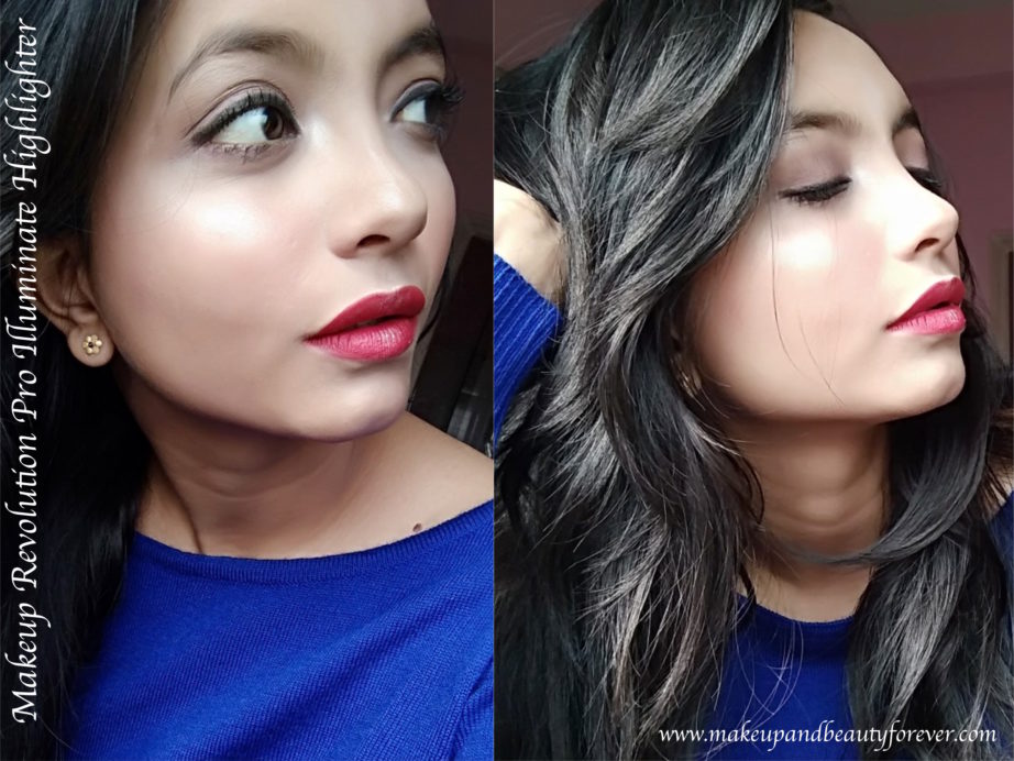Makeup Revolution Pro Illuminate Highlighter Review, Swatches MBF Blog Makeup Look