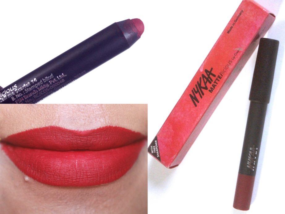 Nykaa Call Me Scarlet Matteilicious Lip Crayon Review, Swatches