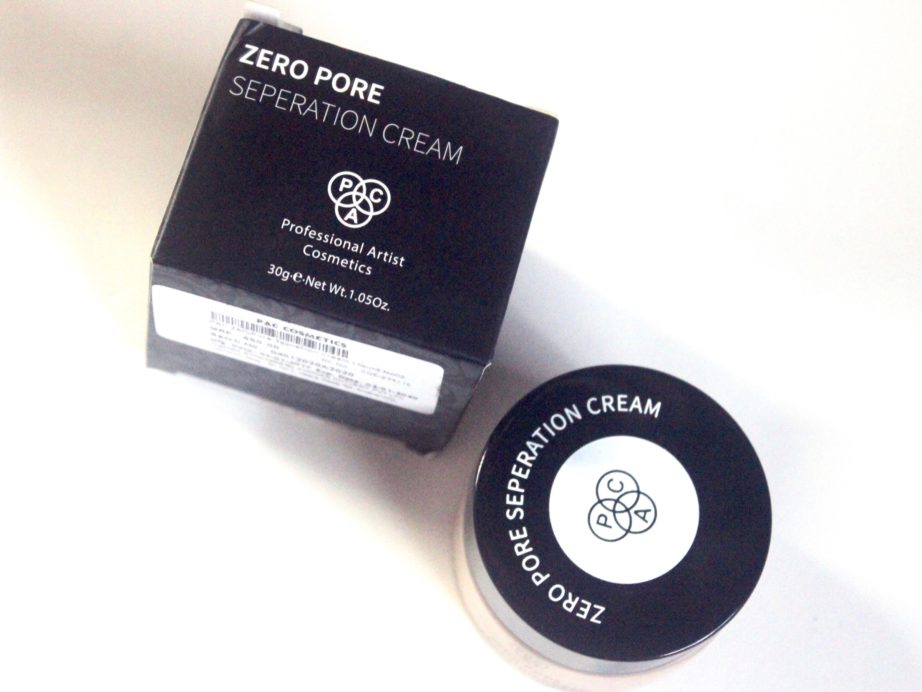 PAC Zero Pore Separation Cream Review, Shades, Swatches packaging