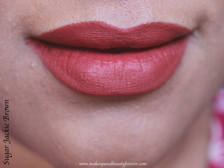 Sugar Jackie Brown 08 Matte As Hell Crayon Lipstick Review, Swatches On lips MBF