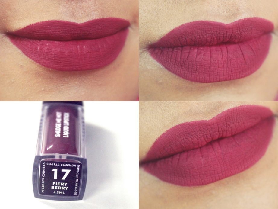 Sugar Smudge Me Not Liquid Lipstick Fiery Berry 17 Review, Swatches Lip Swatches
