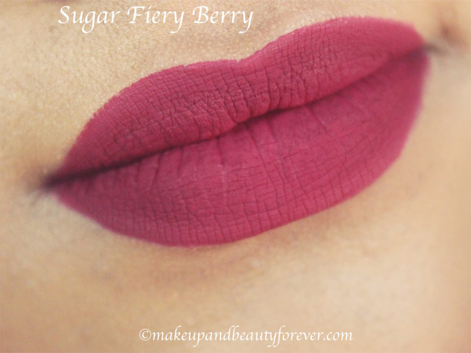 Sugar Smudge Me Not Liquid Lipstick Fiery Berry 17 Review, Swatches MBF Blog Makeup