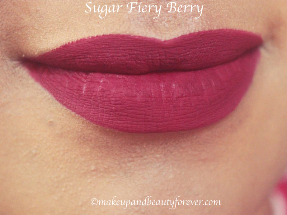 Sugar Smudge Me Not Liquid Lipstick Fiery Berry 17 Review, Swatches blog MBF