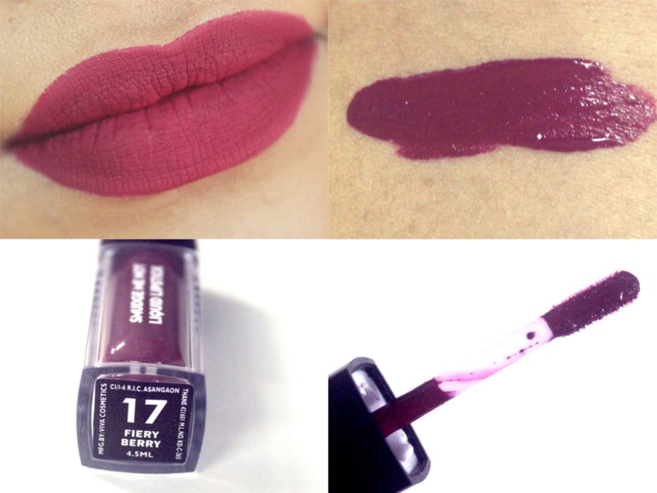 Sugar Smudge Me Not Liquid Lipstick Fiery Berry 17 Review, Swatches on MAC NC42 Skin