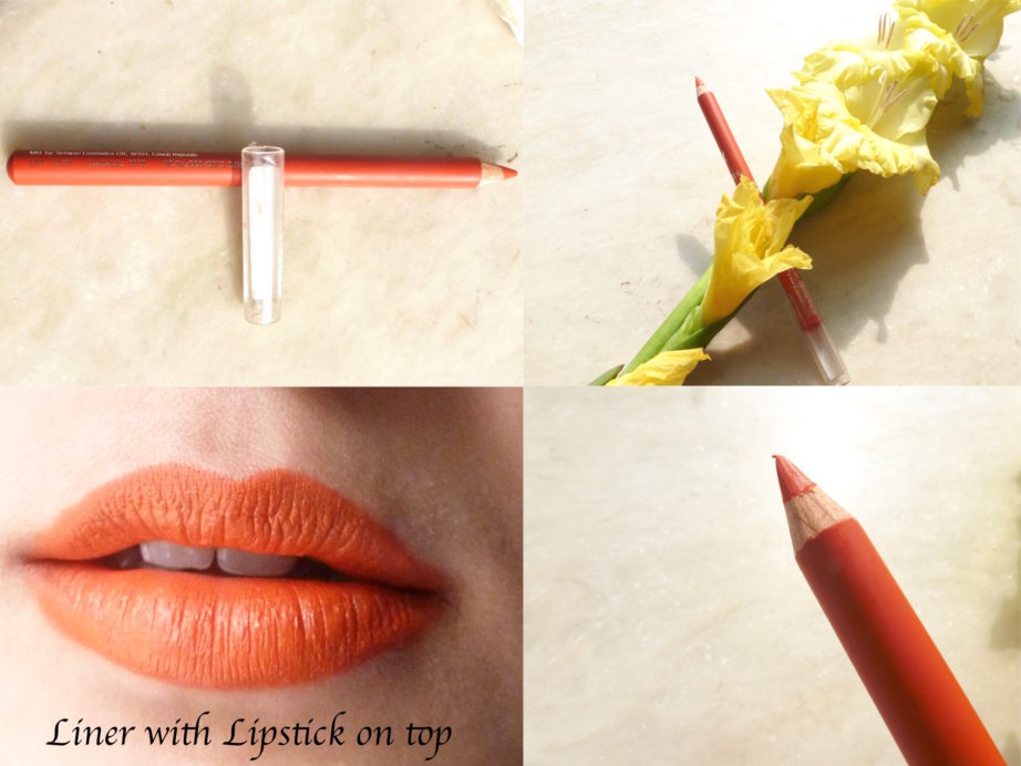 Faces Lip Contour Tangy Pop Review, Swatches Liner with Lipstick