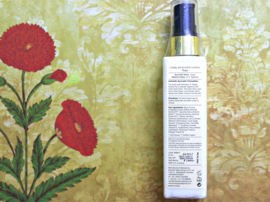 Forest Essentials Ultra Rich Body Lotion Nargis Review Details