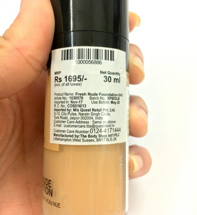 body shop fresh nude foundation for indian skin tone