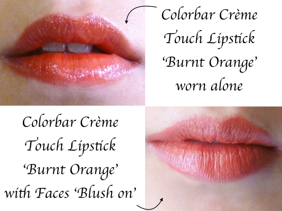 Faces Lip Contour Pencil Blush On Review, Swatches with burnt orange colorbar