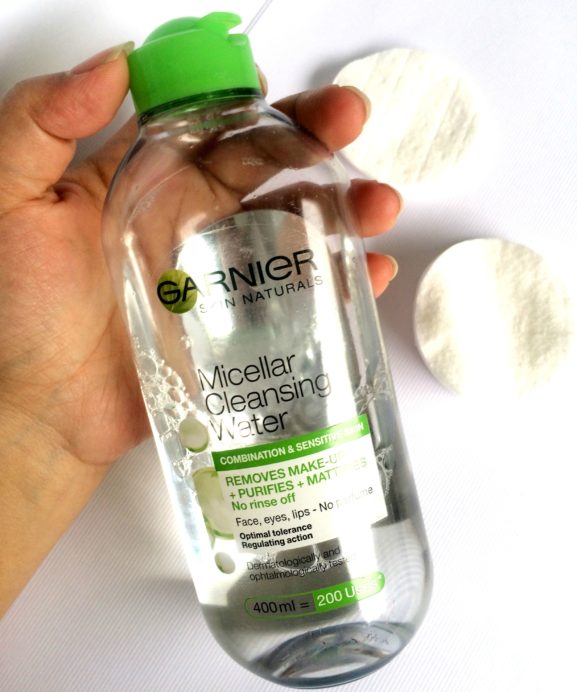 Garnier Micellar Cleansing Water Combination & Sensitive Skin Review, Demo MBF Blog