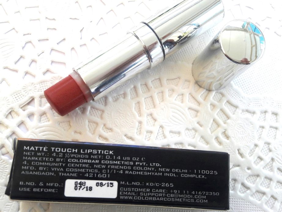 Colorbar Matte Touch Lipstick Celebrity 37 Review, Swatches price