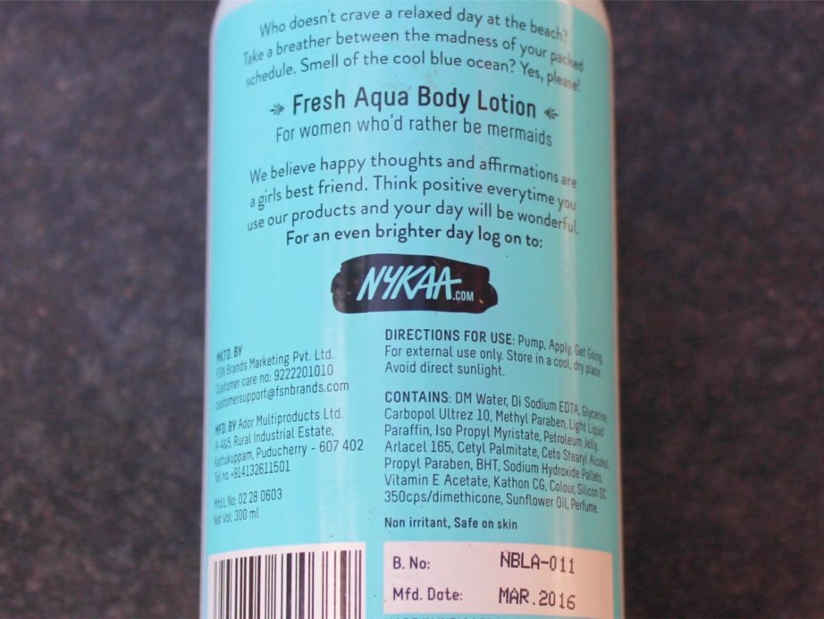 Nykaa Fresh Aqua Body Lotion Review details