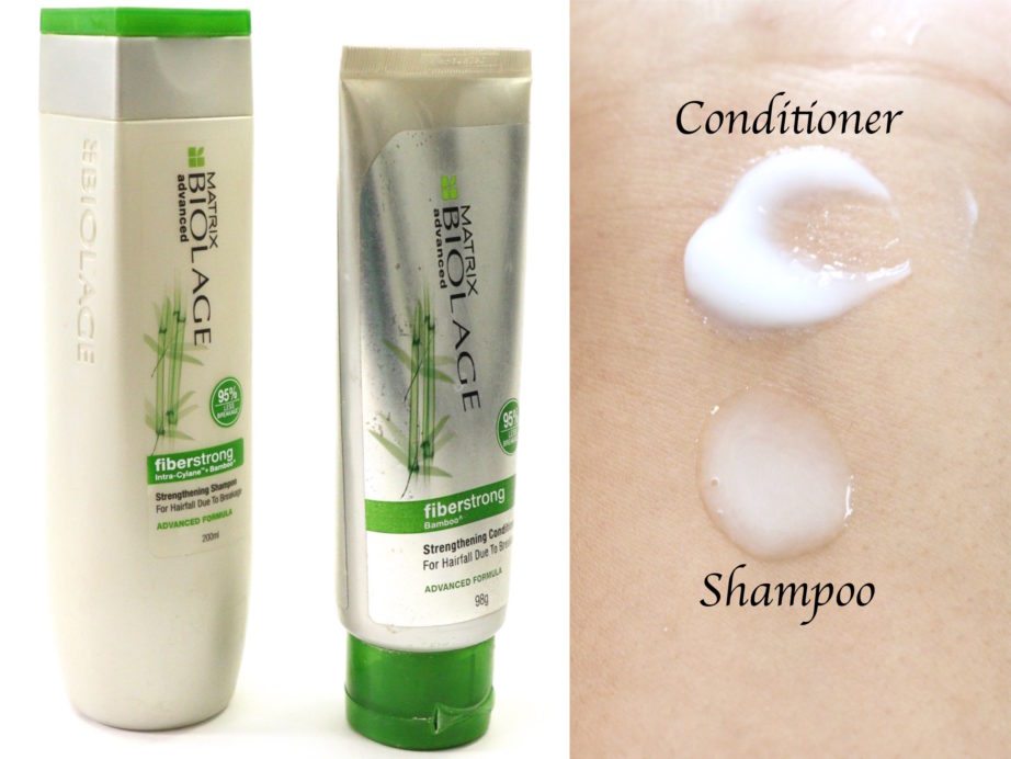 Matrix Biolage Advanced Fiberstrong Shampoo and Conditioner for Fragile Hair Review Swatches
