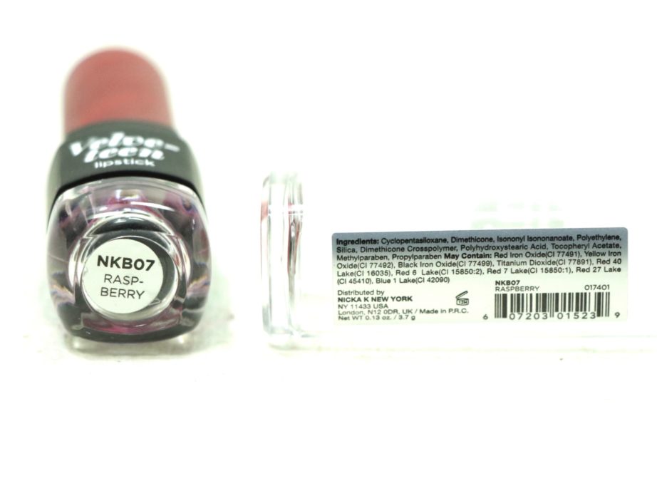 Nicka K Velveteen Lipstick Raspberry Review, Swatches Info