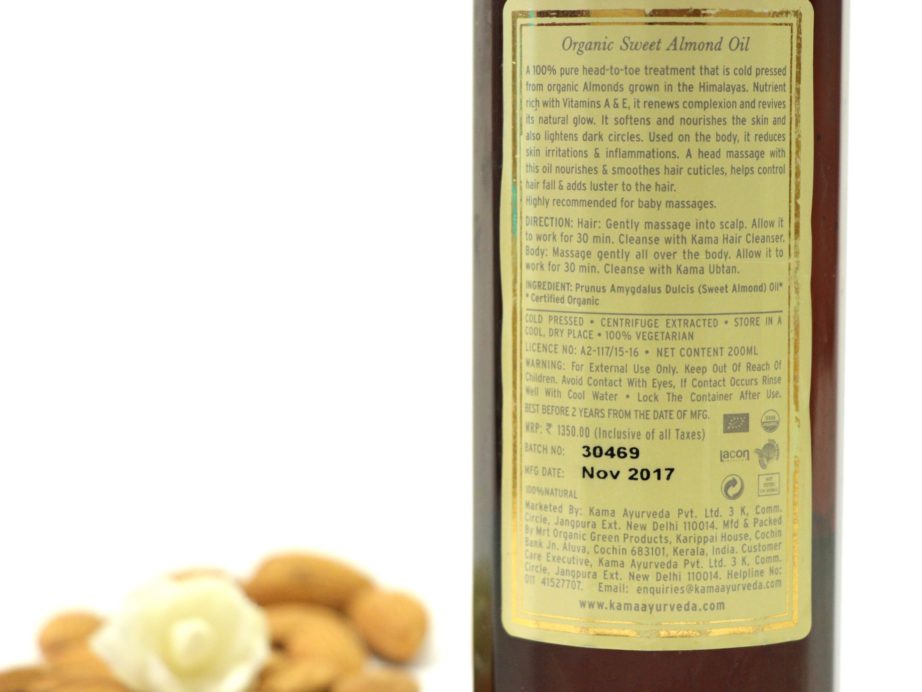 Kama Ayurveda Organic Sweet Almond Oil Review details