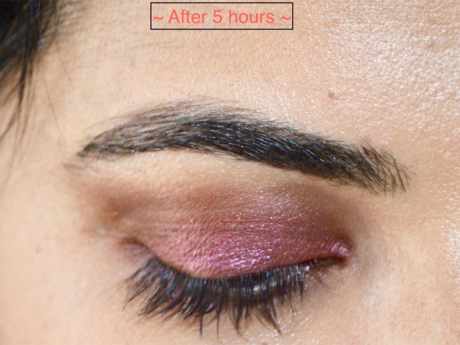 Kiko Water Eyeshadow 203 Burgundy Review, Swatches after 5 hours