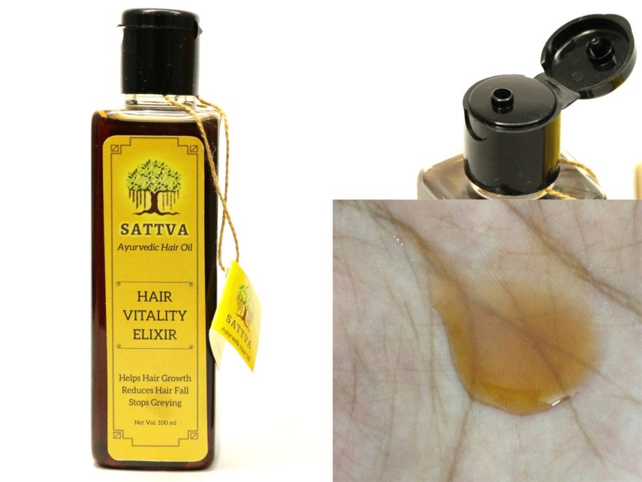 Sattva Hair Vitality Elixir Ayurvedic Oil Review Swatches