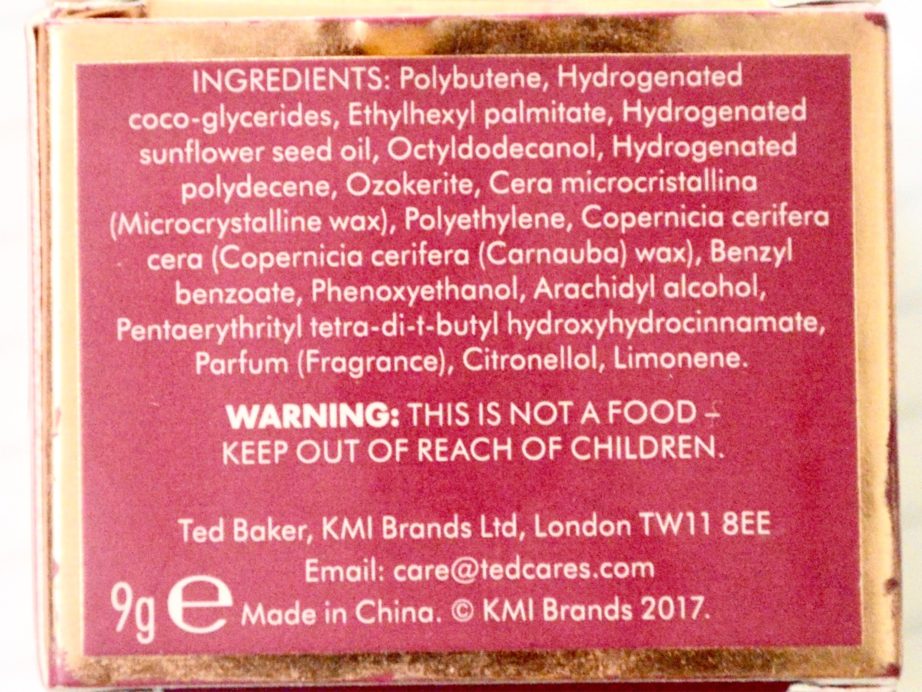 Ted Baker Opulent Petal Lip Balm Review Ingredients