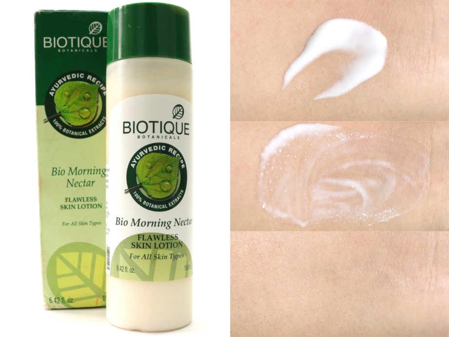 Biotique Bio Morning Nectar Flawless Skin Lotion Review, Swatches MBF
