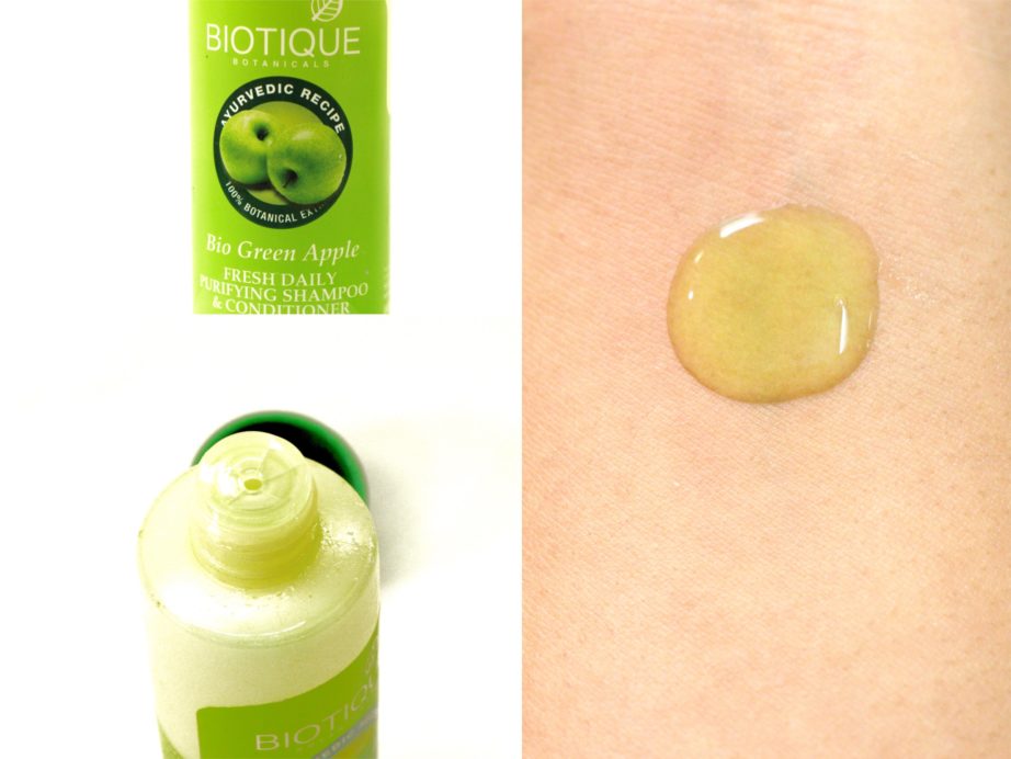 Biotique Bio Green Apple Fresh Daily Purifying Shampoo & Conditioner Review, Swatches MBF Blog