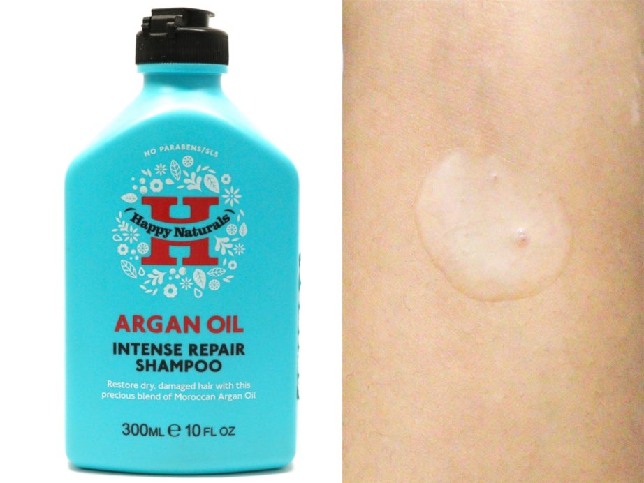 Happy Naturals Argan Oil Intense Repair Shampoo Review swatches