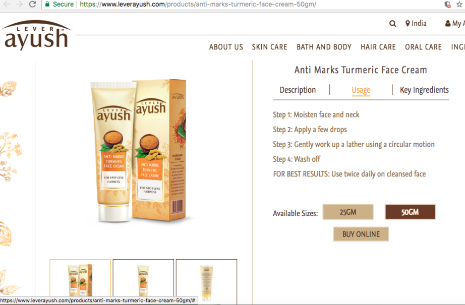 Lever Ayush Anti Marks Turmeric Face Cream Review, Swatches official website usage instructions