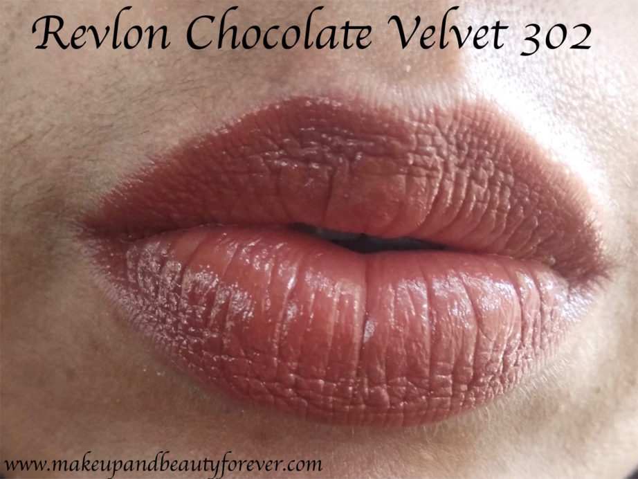 Revlon Chocolate Velvet 302 Super Lustrous Lipstick Review, Swatches on Lips