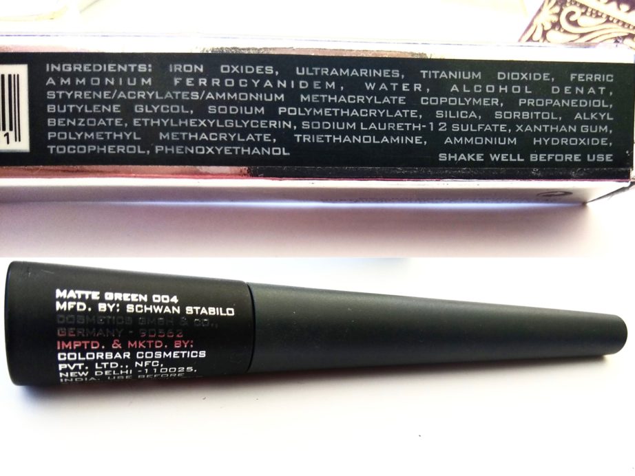 Colorbar All Matte Eyeliner Matte Green 004 Review, Swatches Ingredients