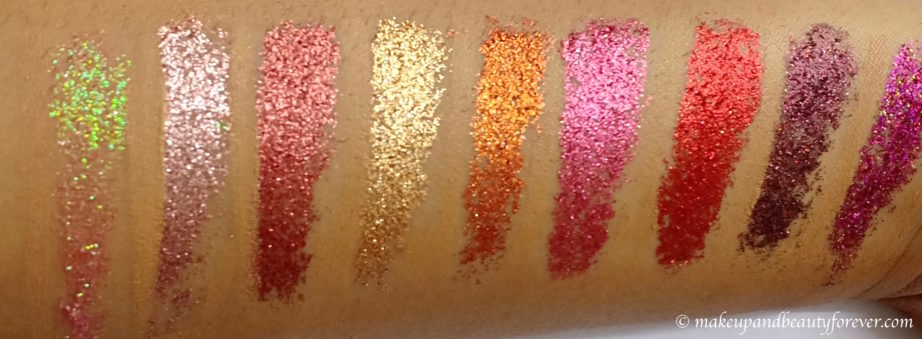 Makeup Revolution Pressed Glitter Palette Hot Pursuit Review, Swatches MBF Blog