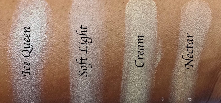 NYX Highlight & Contour Pro Palette Review, Swatches top row skin